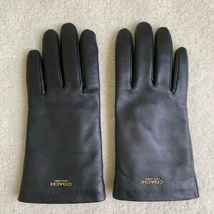 Coach Black Leather Tech Gloves